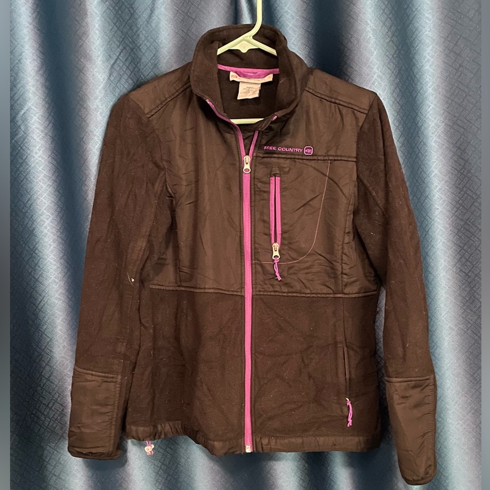 Free Country Women's Black and Purple Fleece Jacket